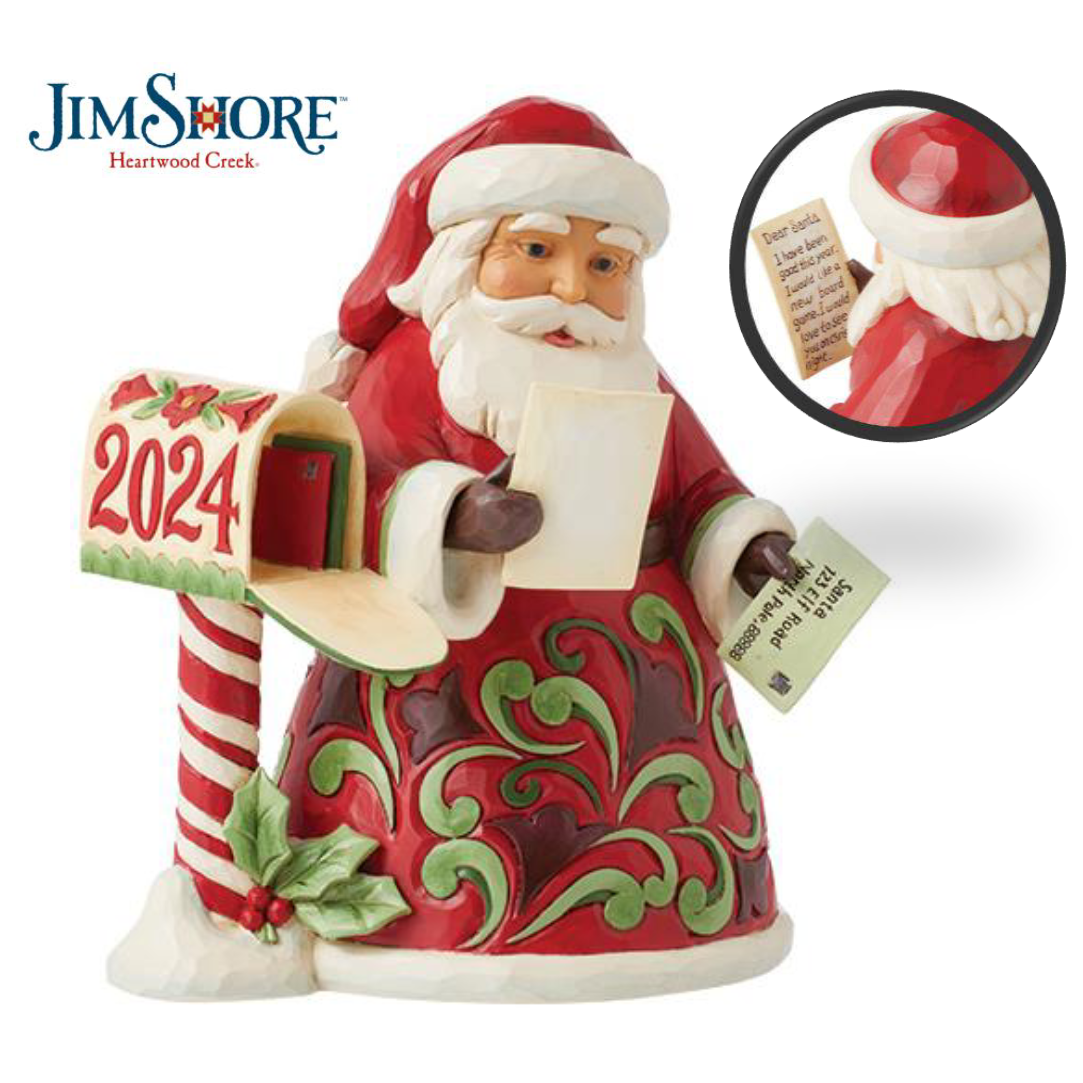 Jim Shore Dated 2024 Santa Reading Mail "Dear Santa Claus" Figurine, 7