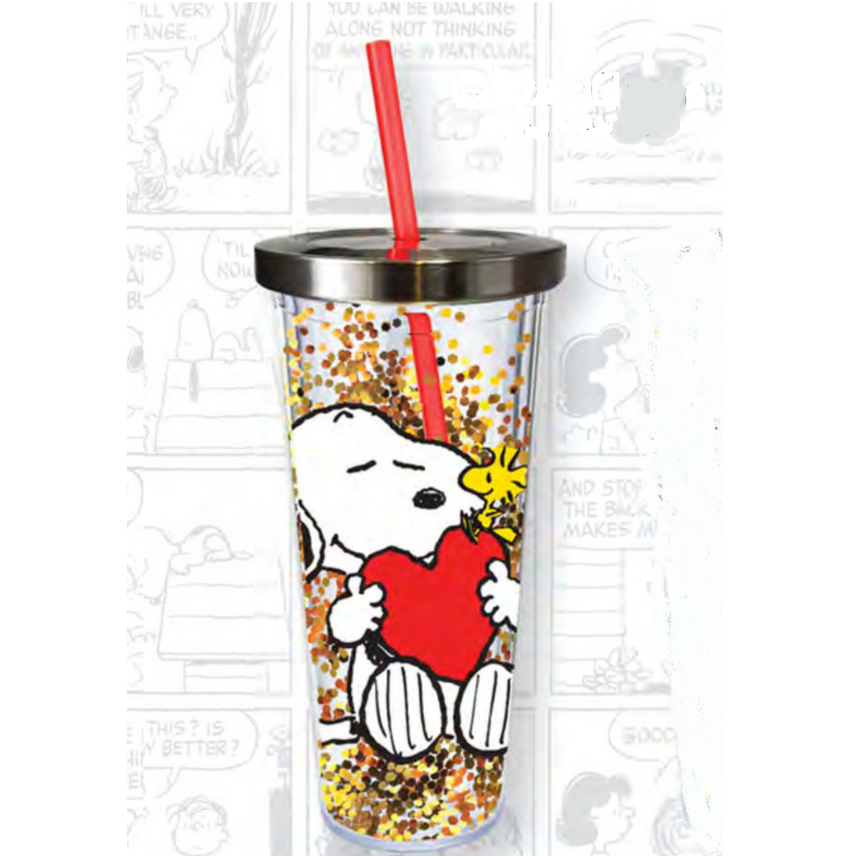 Peanuts Snoopy Acrylic Travel Cup/Glass w/Top & Straw 'Stick With Me  Sweetie