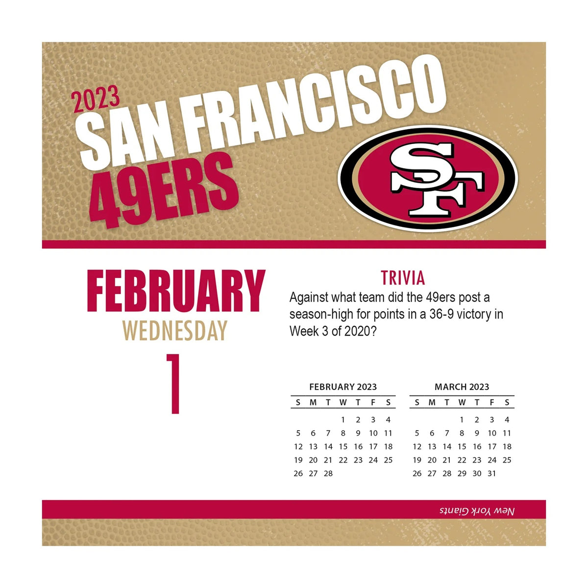 San Francisco 49ers 2023 Desk Calendar