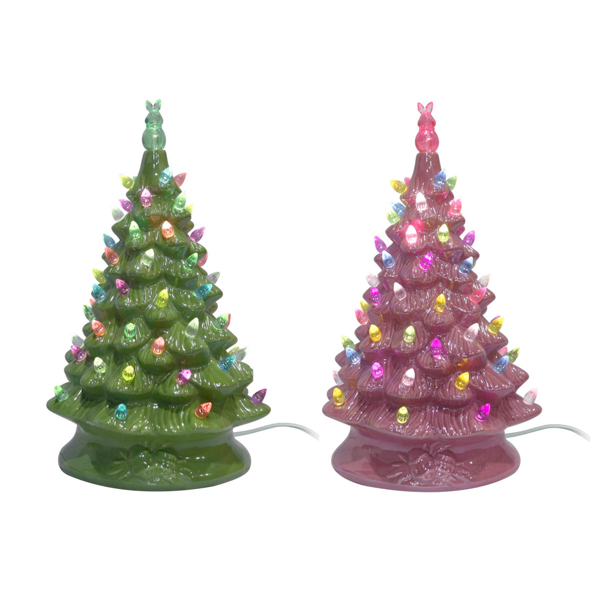 16 Green or Pink Ceramic Light Up Easter Tree with Bunny Top – Steve's  Hallmark