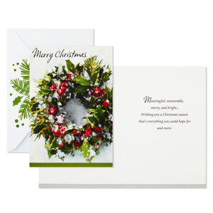 Hallmark Wreath and Pine Branch Boxed Christmas Cards With Seals, Pack of 40