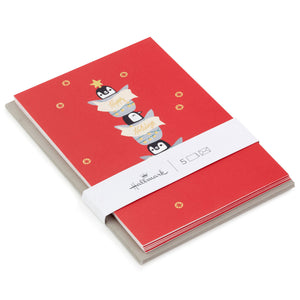 Hallmark Stacked Merry Penguins Packaged Christmas Cards, Set of 5