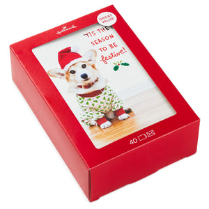 Hallmark Holiday Pup in Jammies and Hat Boxed Christmas Cards, Pack of 40