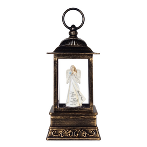 10.5" They Walk Beside Us Everyday Angel with Butterfly Bereavement Memorial Glitter Lantern