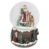 100MM Musical Water Globe Santa with Deer and Woodland Animals