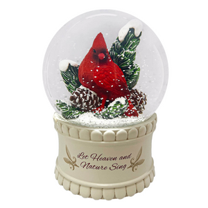 100MM Musical Water Globe Let Heaven and Nature Sing Red Cardinal Bird