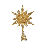 11" 60-Light Warm White Twinkling Superbright LED Gold Starburst Treetop