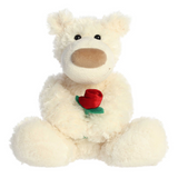 12" White Honey Bear with Red Rose Stuffed Animal Plush