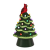 8.5" LED Green Christmas Tree with Bird Top - Lights on