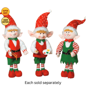 21" Tall USB Electric Animated Fabric Elf