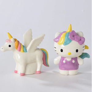 Sanrio Hello Kitty and Unicorn Salt & Pepper Shakers Clayworks