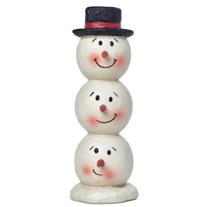 Stacked Snowman Heads with Black Hat