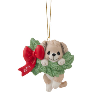 Precious Moments Hanging Out For The Holidays 2024 Dated Dog Ornament