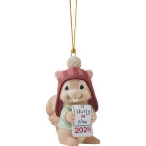 Precious Moments Have You Been Nutty Or Nice? 2024 Dated Animal Ornament