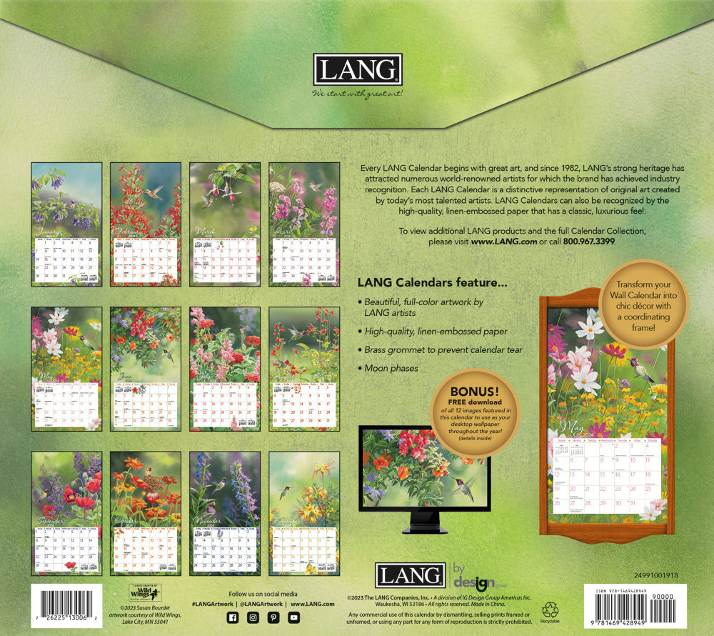 2024 Lang Wall Calendar Hummingbirds Steve's Hallmark