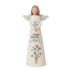 5.25" Strong Amazing Mom Angel with Flowers Figurine