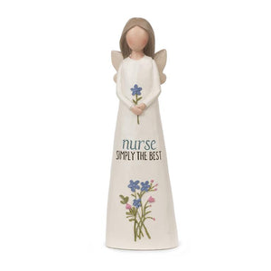 5.25" Nurse Simply the Best Angel with Flowers Figurine