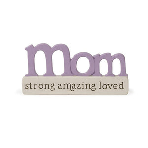 5.25" Mom Strong Amazing Loved Word Block Figurine