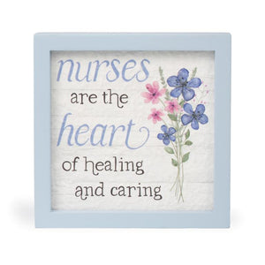 6" x 6" Nurses Are The Heart of Healing and Caring Wood Sentiment Frame