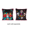 Day of the Dead Sugar Skull Square Pillow with Pom Pom Border 16"