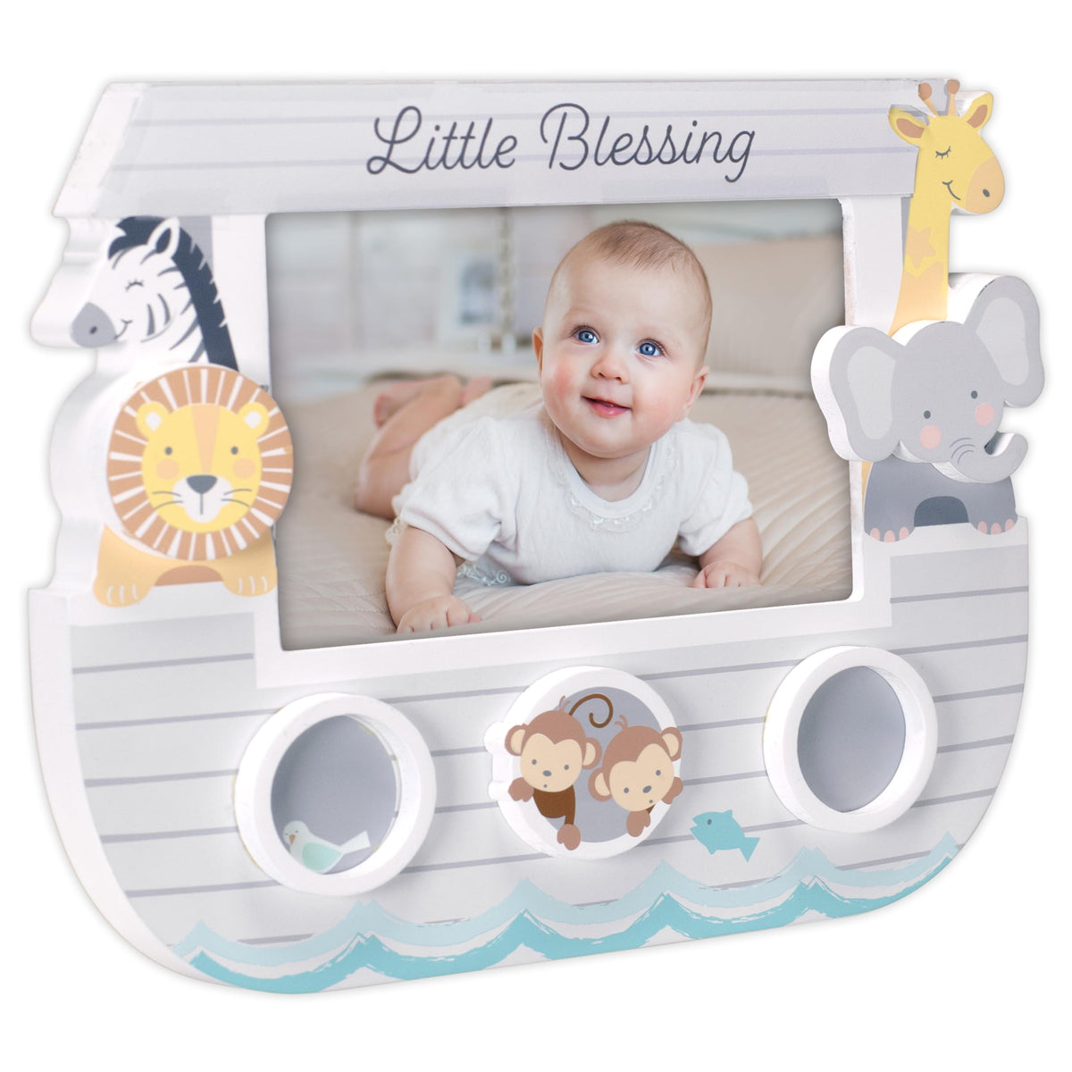 Little Blessing Noah's Ark Baby Picture Wood Frame Holds 4