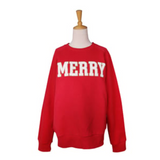 MERRY Chenille Letter Sweatshirt