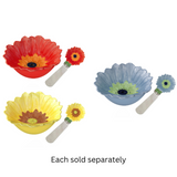 4.75" Sunflower Garden Dip Bowl with Spreader Set of 2 in Red, Yellow, or Blue