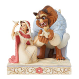 Jim Shore Disney Traditions Belle and Beast White Woodland