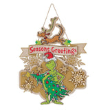 Season's Greetings Grinch and Max Wood Wall Hanging Décor 13.7"