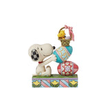 Peanuts Jim Shore "Eggcellent Tower" Snoopy's Easter Eggs Stack with Woodstock in Basket