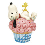 Peanuts Jim Shore "Sprinkle Snooze" Snoopy Laying On Cupcake with Woodstock