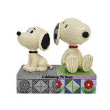 Peanuts Jim Shore "I Remember You" 1950's & Today's Snoopy Back to Back Then and Now Celebrating 75 Years Anniversary 5" Figurine