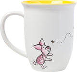 Silver Buffalo Disney Winnie the Pooh But First Hunny Wide Rim Bees Flying Ceramic Mug, 16 Ounces