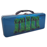 Minecraft Creeper Tin Pencil Box Tote with Handle 8"