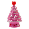 7.5” Miss Valentine LED Light Up Ceramic Pink Tree with Love Red Heart Top