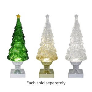 14" LED Blowing Glitter Trees - Lights on