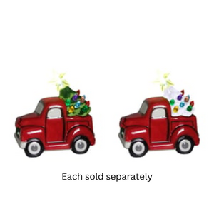 4.75" LED Ceramic Red Truck & Tree - Asst. (Lights on)