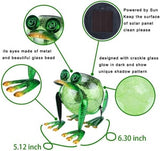 7.3" LED Solar Glass & Metal Frog - Garden by Mirabeau