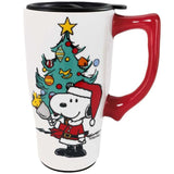 18 Oz. Peanuts Santa Snoopy Bell Ringer with Christmas Tree Ceramic Travel Mug