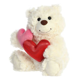 10" Love Bunch Meringue White Bear with Double Heart Stuffed Animal Plush