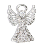 Holiday Brooch Pin Crystal and Silver Angel