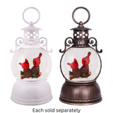 9.375" Cardinal Pine Cone Perch Glitter Lantern