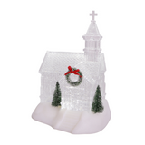 9.5" Ivory Christmas Village Lighted Glitter Church