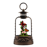 9.6” Radiant Monarch Butterflies & Blooms Glitter Lantern