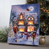 Festive Christmas House Lighted Canvas Art with Easel Back 8" x 6"