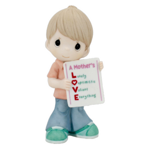 A Mother's Love is Everything Boy Holding L.O.V.E. Sign Figurine