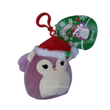 Christmas Squishmallow Allina the Purple Squirrel with Santa Hat 3.5" Clip Stuffed Plush by Kelly Toy