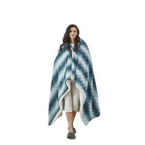 Aquamarine Wearable Hooded Blanket Sherpa Throw 50"x60"