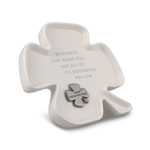 Hallmark Clover-Shaped Trinket Dish With Token