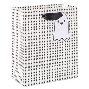 Hallmark 6.5" Illustrated Black and White Gingham Small Halloween Gift Bag